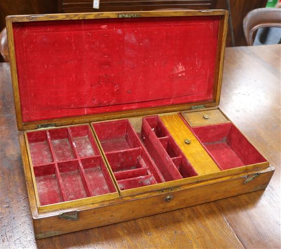 An oak brass inlaid medical box